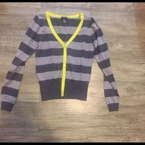 Striped cardigan w/ lime trim